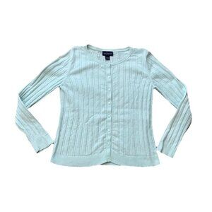 Ann Taylor Button Cardigan Sweater Large Light Mint Green
